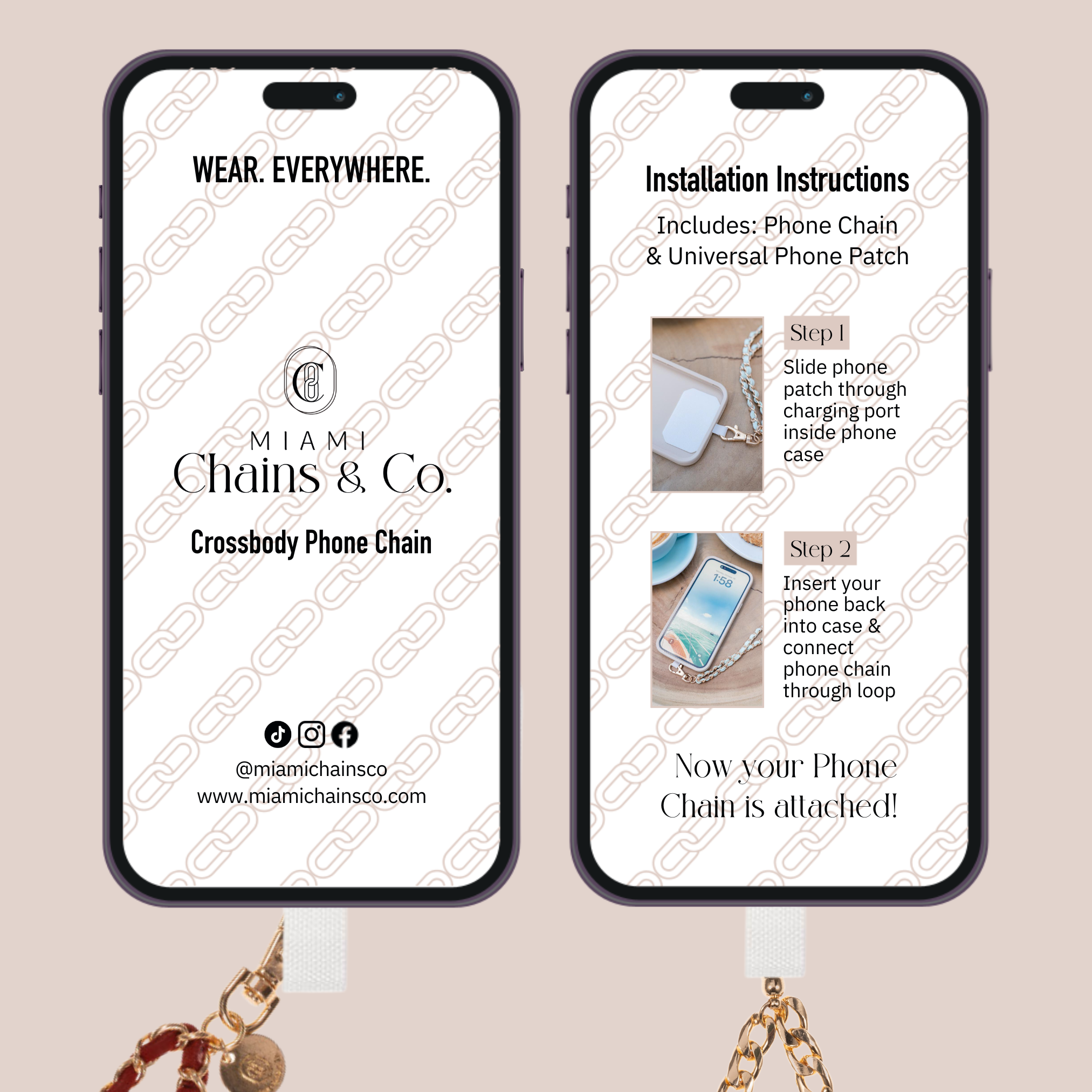 Miami Chains & Co. - Wholesale Phonecase Strap - Tortoise Shell Ivory Crossbody Phone Chain2
