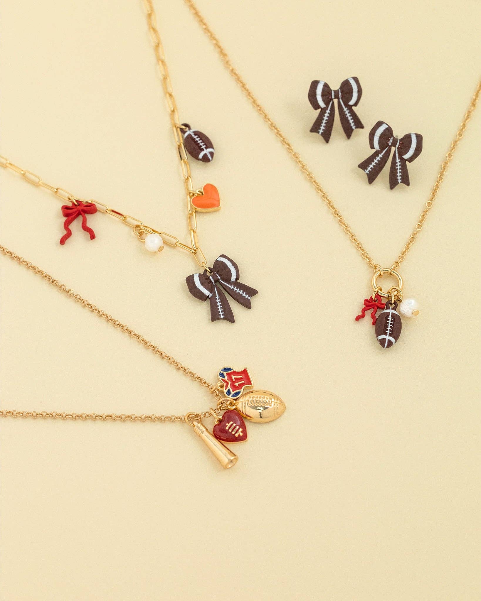 Sessori - Wholesale Pendant/Charm Necklace - Hearts in the End Zone Football Charm Necklace2