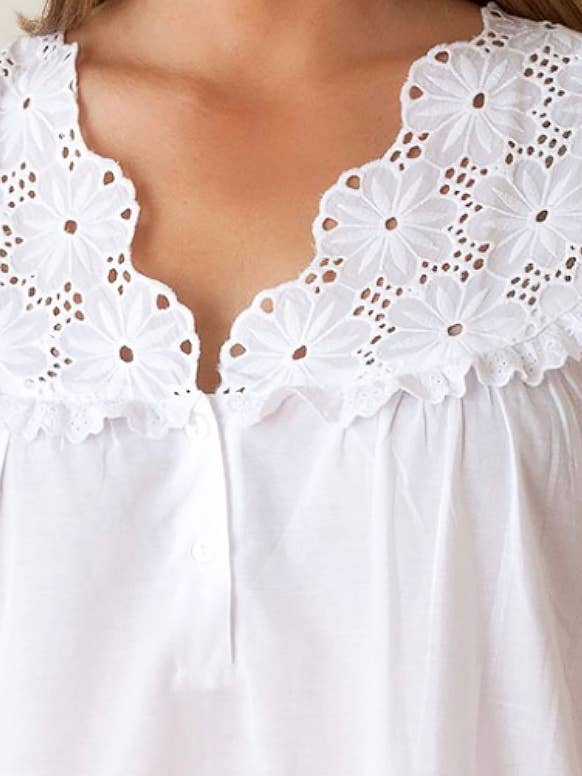 Jacaranda Living - Wholesale Nightgown - Women's - Eloise White Cotton Nightgown
