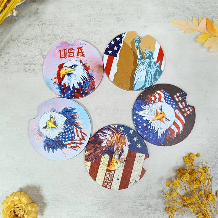 Posavasos para coche con estampado de banderas, juego de 5 para venta al por mayor de Candles Meta