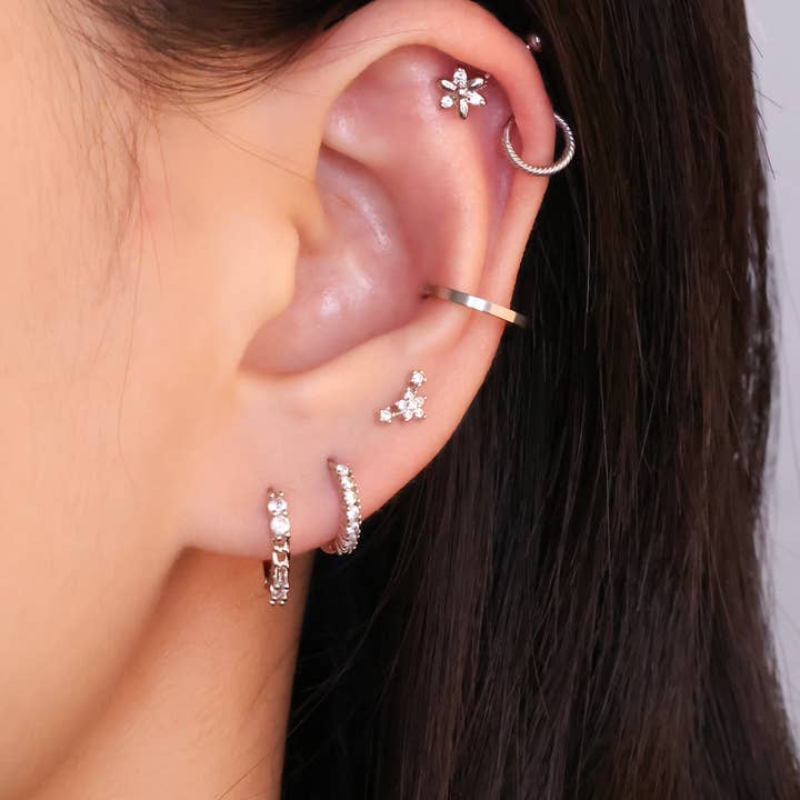 oumo jewelry - Wholesale Huggie Earrings - Chain-Shaped Gemstone Hoop8