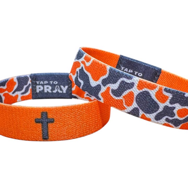 Tap To Pray™ Wristbands - Team Camo - Orange & Grey for wholesale by Versible