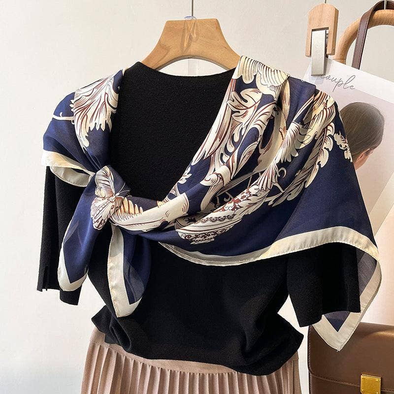 SueSilkHK - Wholesale Scarf - Women's - Green Boho Flora Chic Large Satin Scarf | 90x90cm Bandana | Twill Satin Shawl | Perfect Gift for Her, Mother's Day6