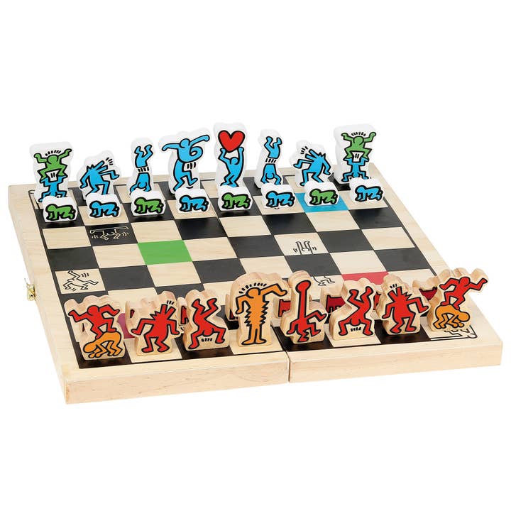 Hippychick – wholesale Board game – Vilac - Keith Haring Chess In A Wooden Box