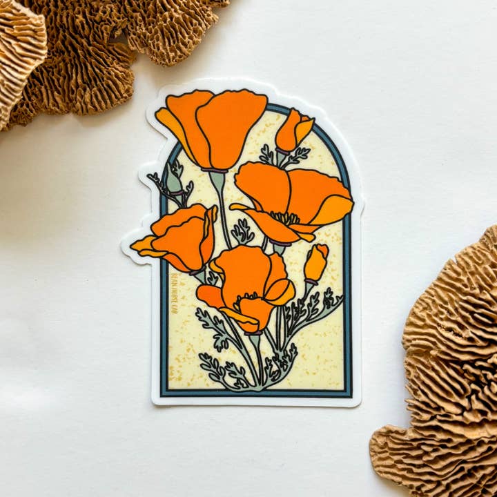 Bean Horse Car Designs - Wholesale Sticker - California Poppies Arch Sticker1