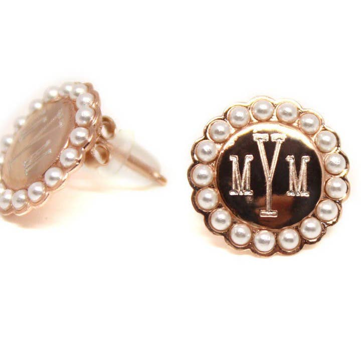 Atlanta Jewelers Supply – Großhandel Ohrstecker – Gravierbare Ohrstecker aus Sterlingsilber mit Perlenrand, Kreis2