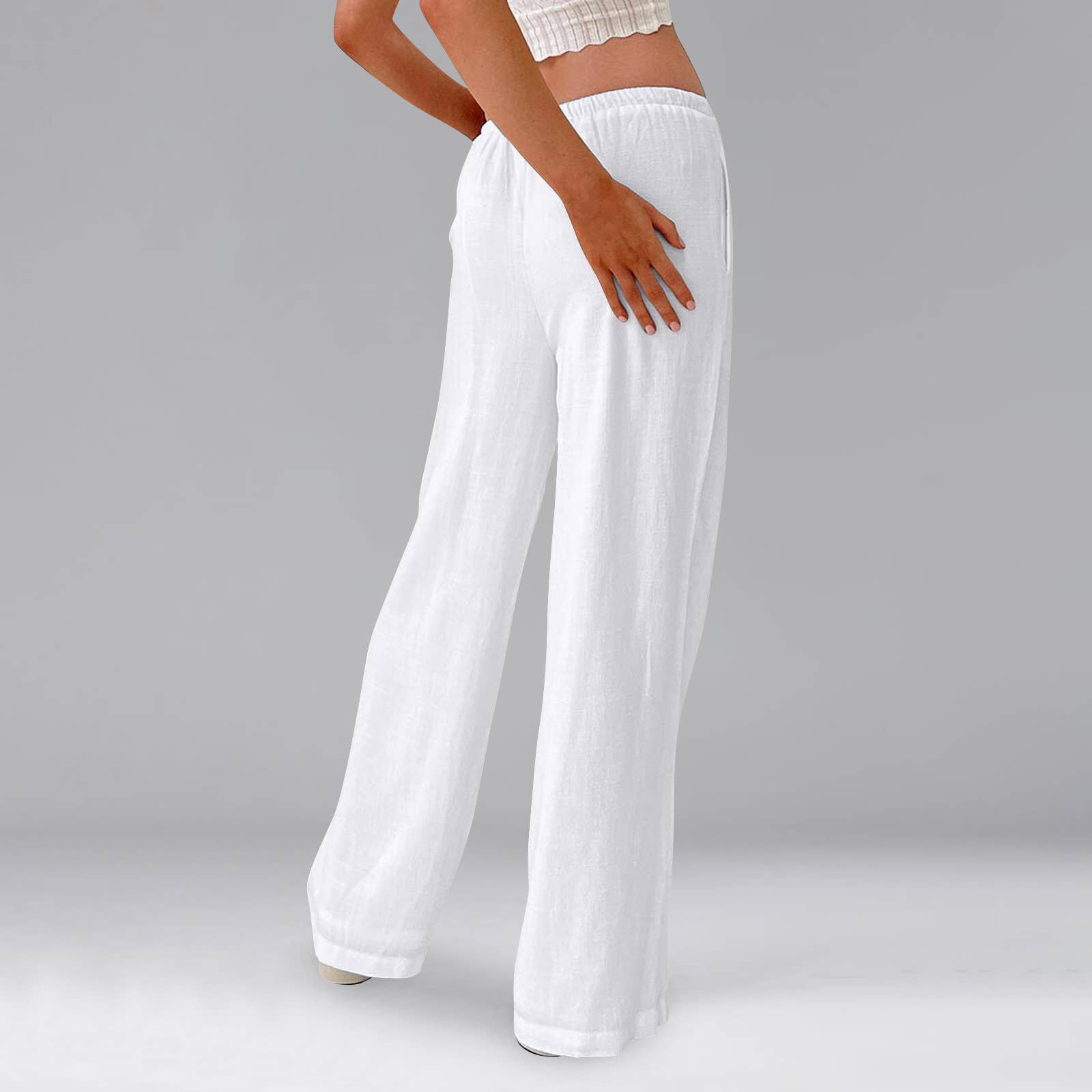 HIDDENBRAND - Wholesale Pants - Women's - Leisure solid summer wide-leg pants8