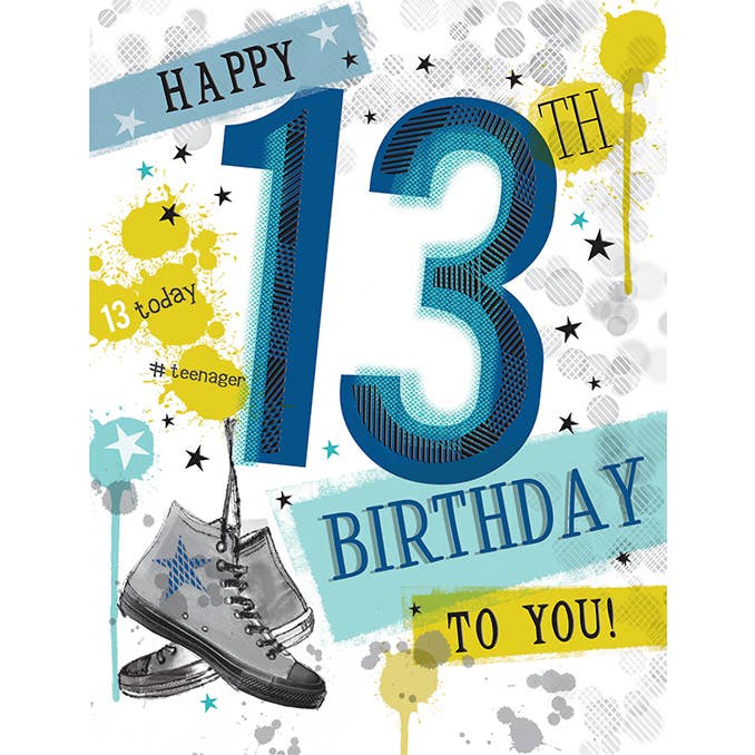 Piccadilly Greetings – wholesale Birthday card – Juvenile Birthday Card, Age 13 M, Converse