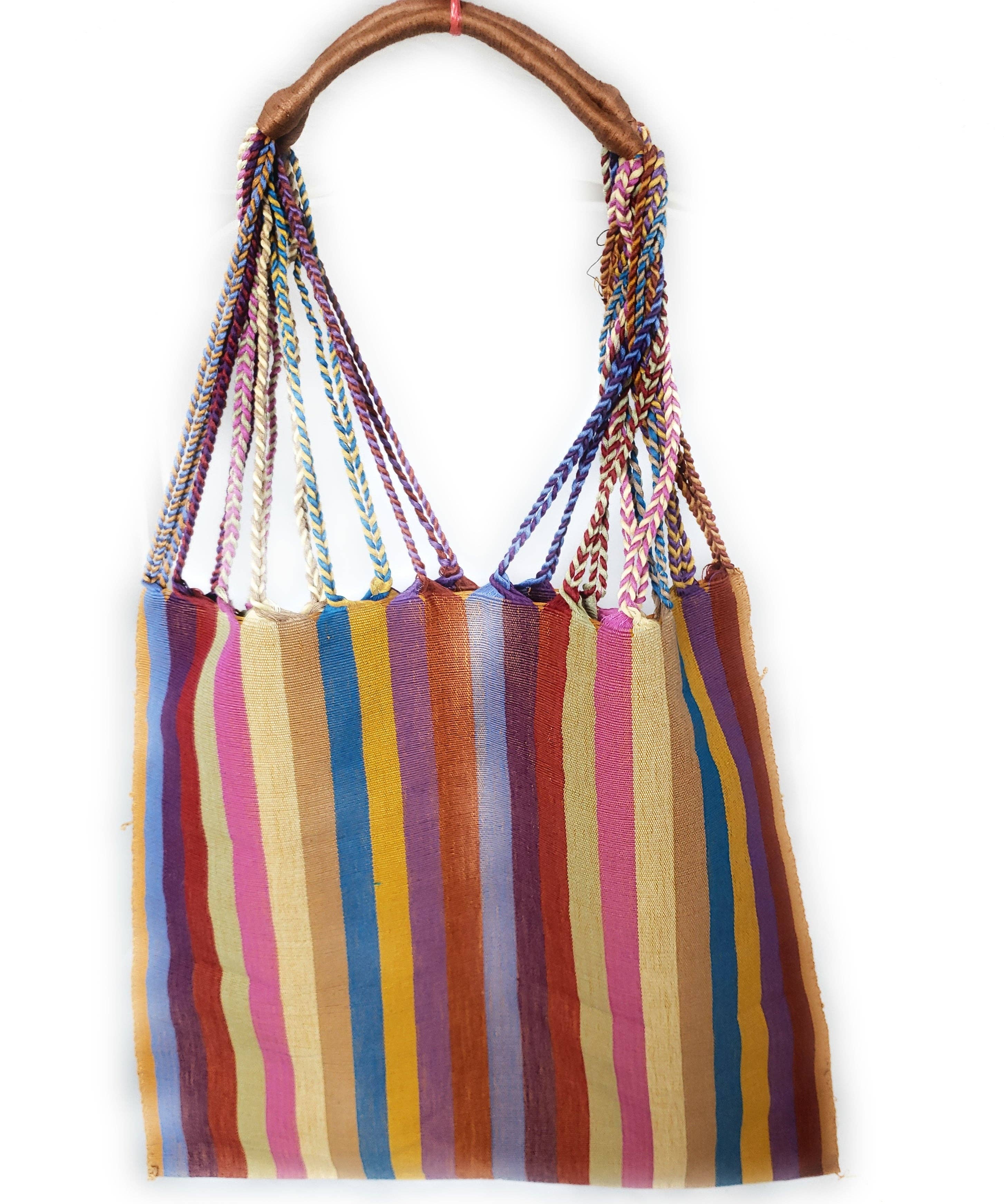 The Little Pueblo - Vente Tote bag – femme - Sac fourre-tout tissé à rayures mexicaines, hamac de Chiapas, fait main pour femme13