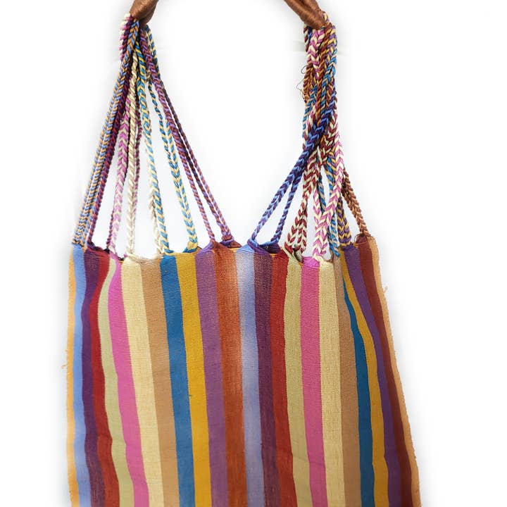 The Little Pueblo - Vente Tote bag – femme - Sac fourre-tout tissé à rayures mexicaines, hamac de Chiapas, fait main pour femme13