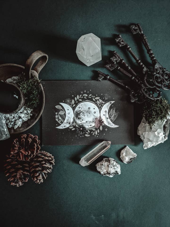 Triple Moon Goddess Print for wholesale by A Spellbound Story