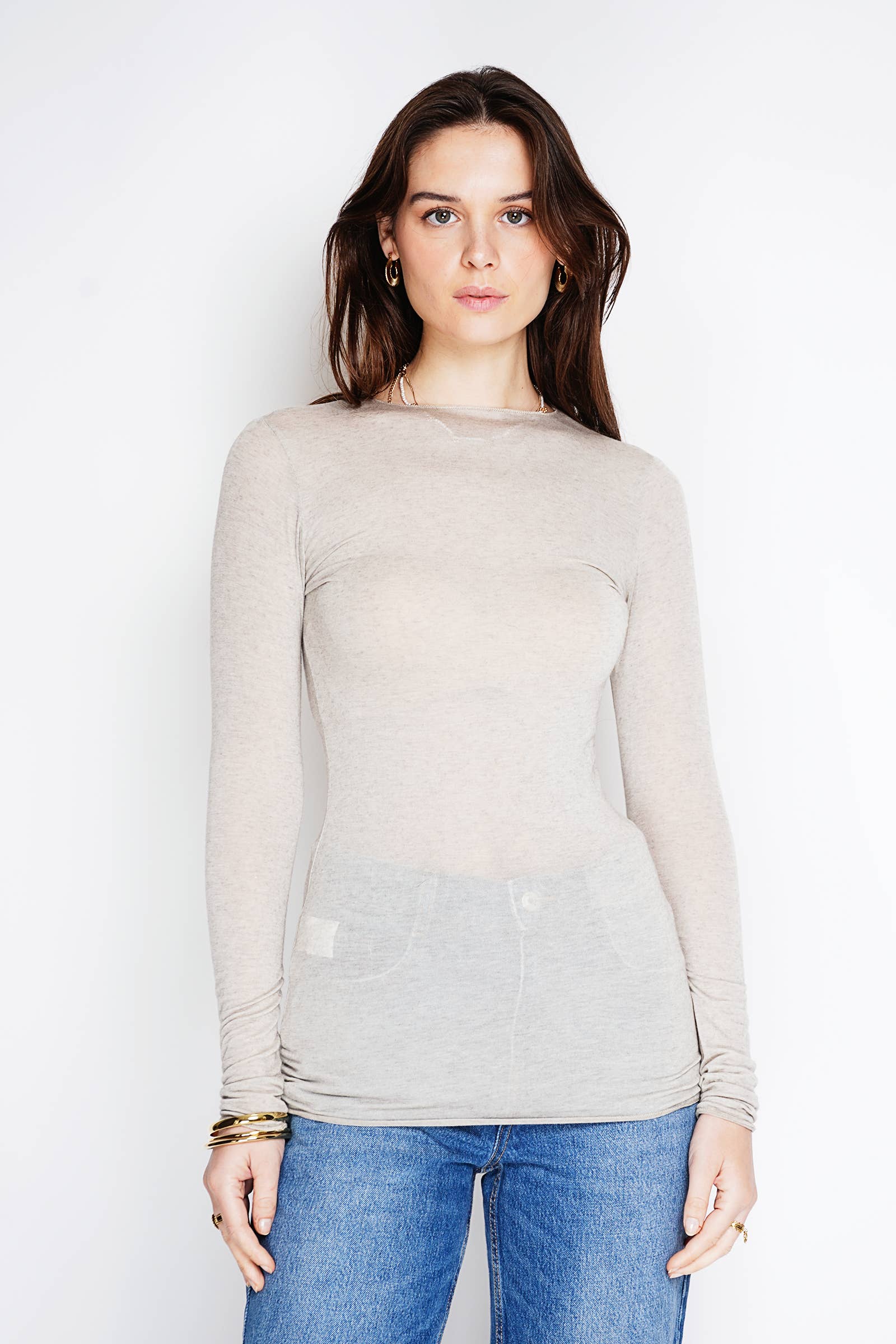 NOELINE - Wholesale Knit Sweater - Women's - Cashmere round neck long sleeve t-shirt 088868
