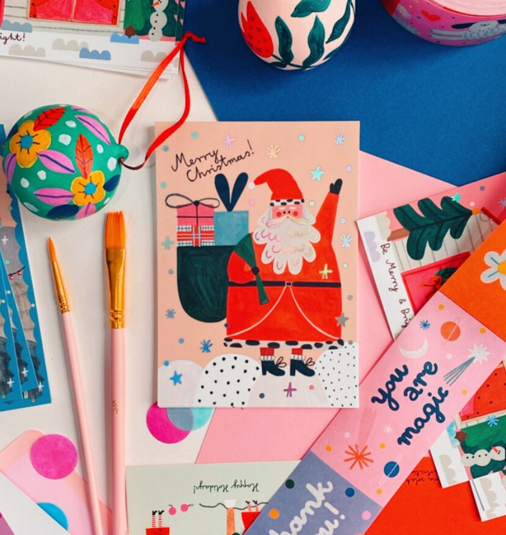 Daria Solak Illustrations - Wholesale Christmas Card - SANTA gold foil card1