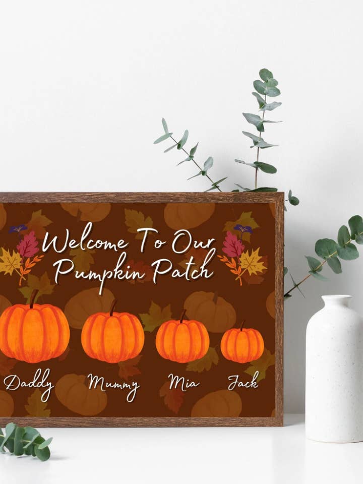 Welcome To Our Pumpkin Patch Fall Autumn Custom Family Print for wholesale by Printicole