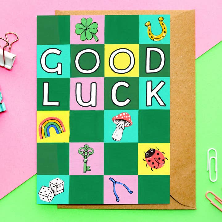 Good Luck Charms Card | new job, exams, first day, positive for wholesale by Emily Peet Illustration