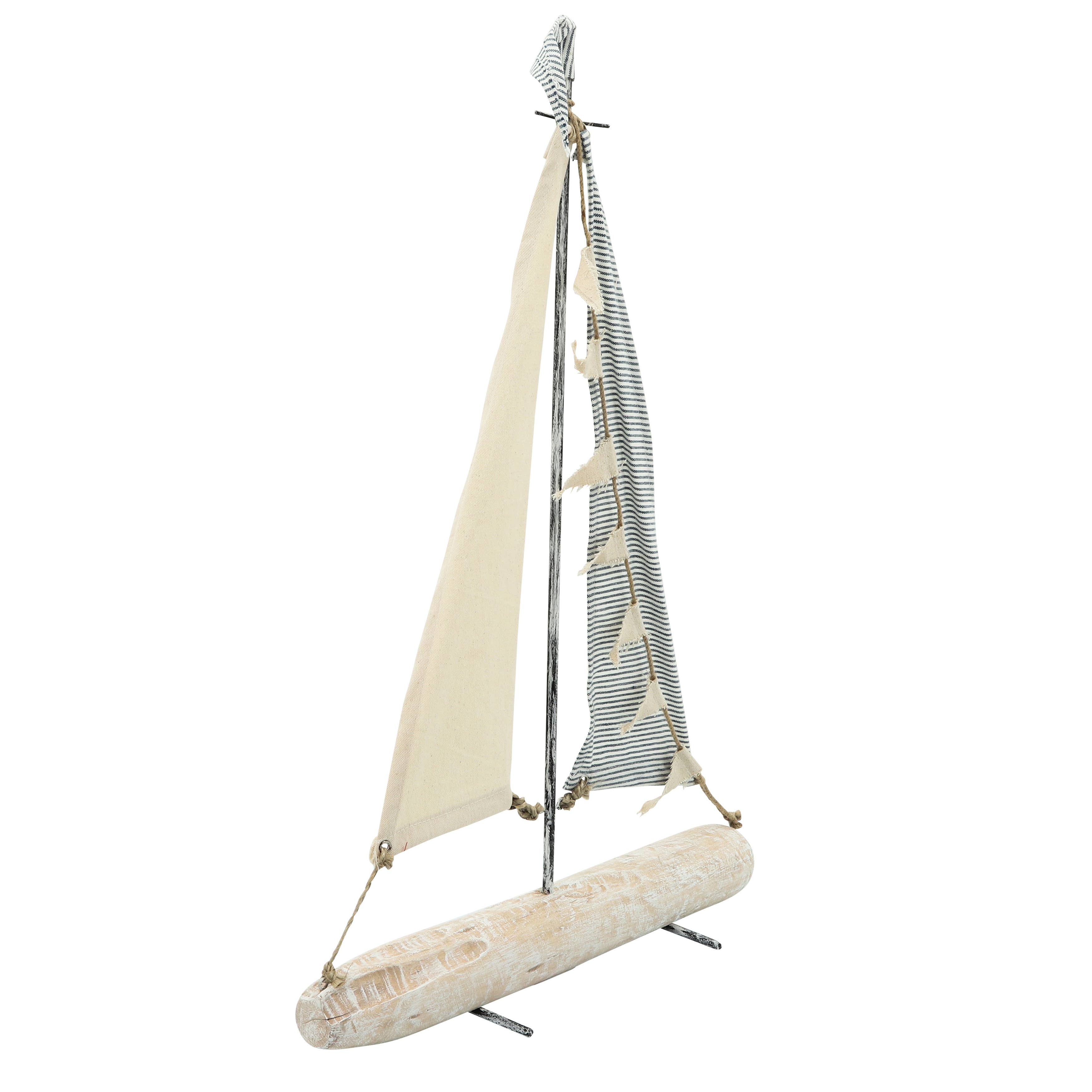 Sagebrook Home - Wholesale Decorative Tabletop Object - Object - Ivory/Blue Metal Sailboat with Fabric Sails, 27 in.5