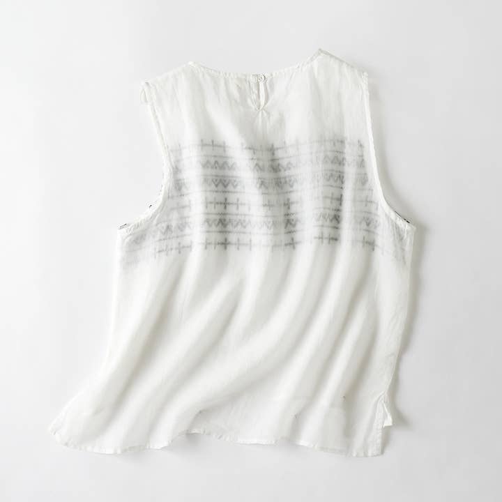 Hope & Sunshine - Wholesale Blouse - Women's - Embroidered Ramie Sleeveless Top