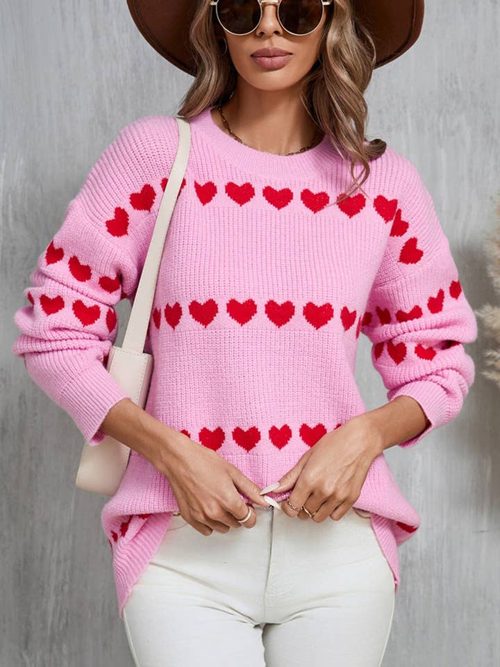 Hartpatroon Gebreide Trui voor wholesale door Aria Romance