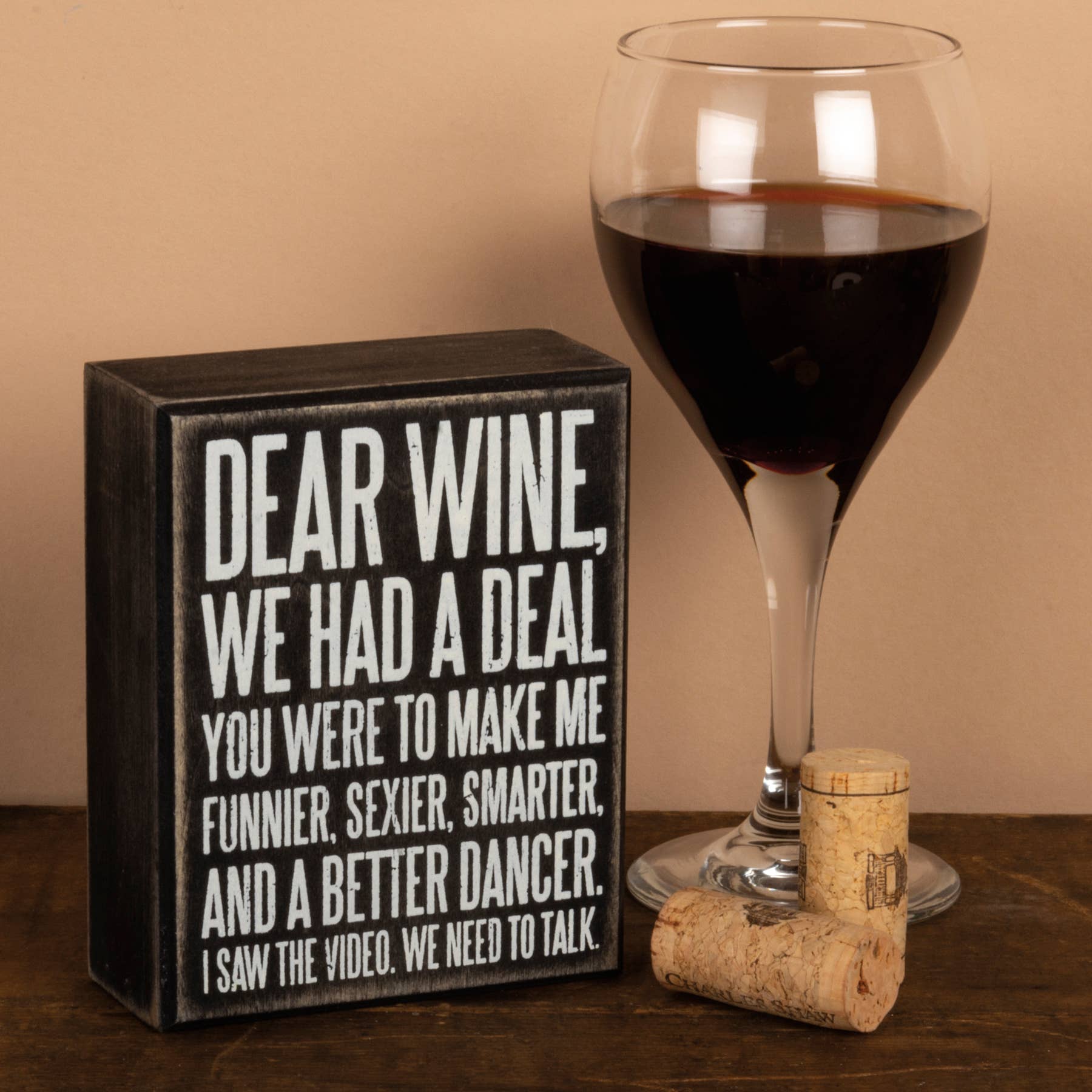 Primitives by Kathy - Wholesale Desk/Tabletop Sign - Dear Wine Box Sign1
