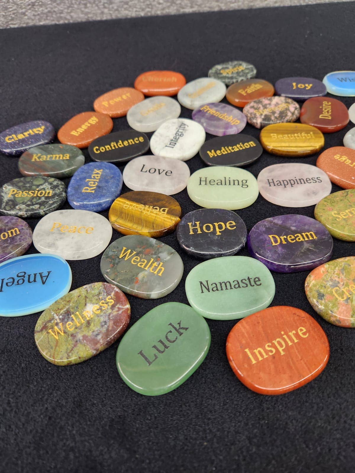 Meraki Gemstones - Wholesale Spiritual Stone/Crystal - Semi Precious Gemstone Engraved Word Stones--50 Piece Bag5