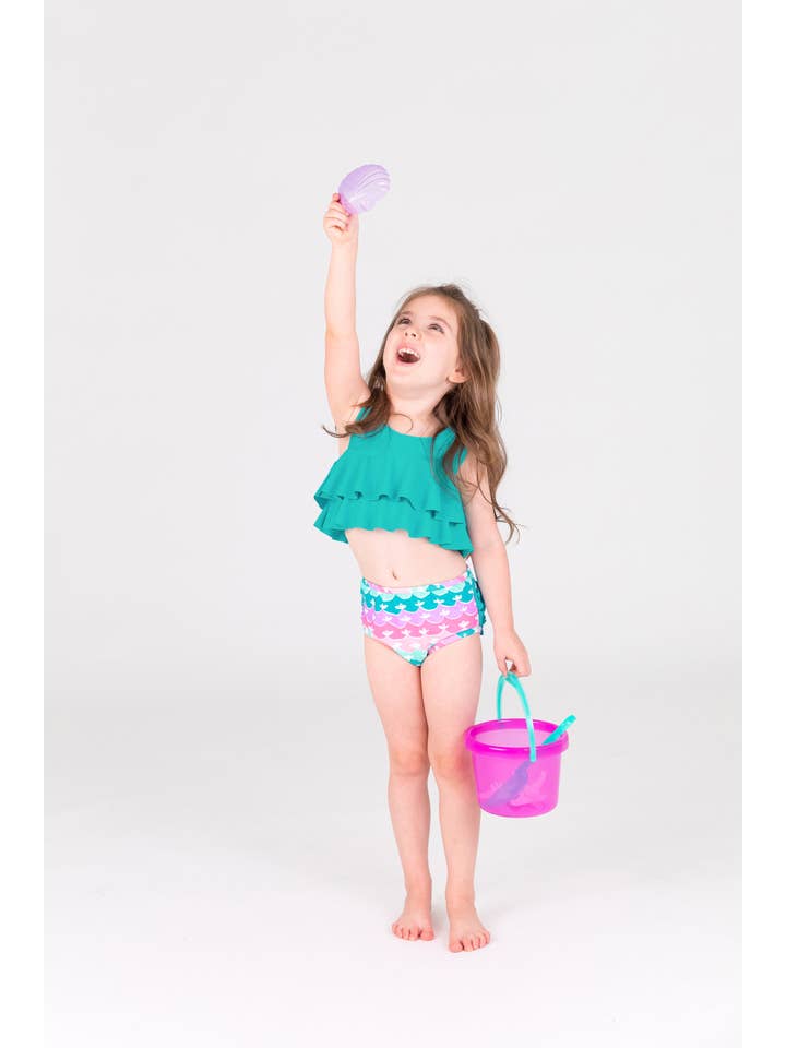 RuffleButts + RuggedButts - Vente Bikini – enfant - Maillot de bain 2 pièces sirène à volants pour filles avec volants arrière signature2