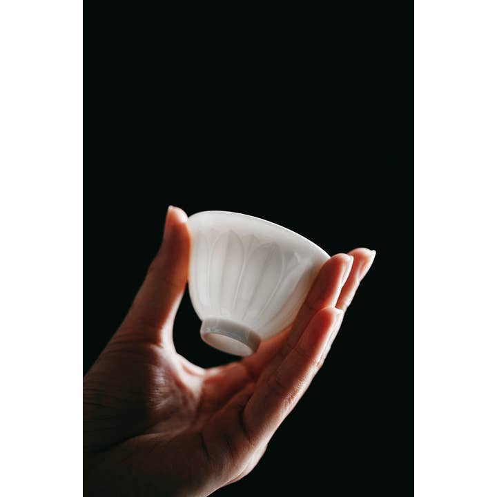 Gohobi (We cover U.S. import duties) – wholesale Coffee/tea cup – Gohobi Handmade White Porcelain Hand-embossed Chrysanthemum4