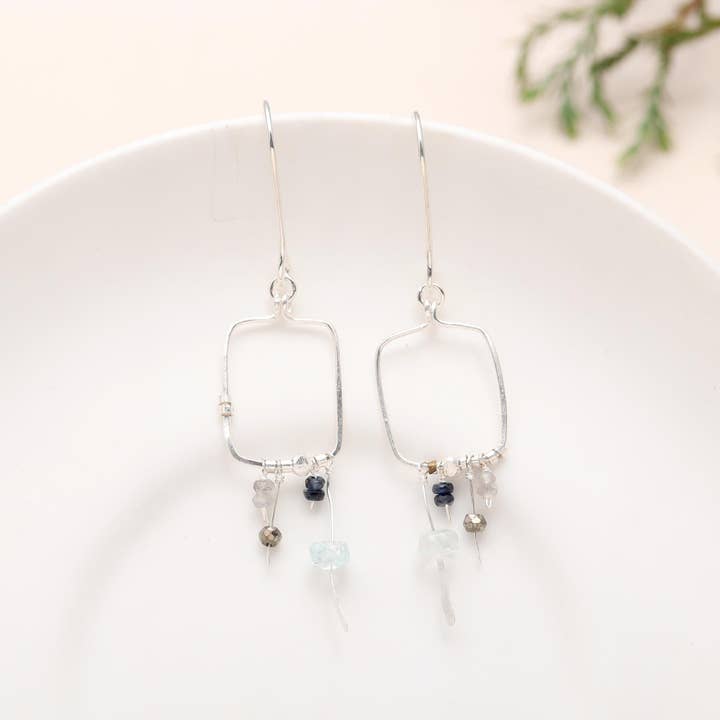 AG 925 JEWELLERY - Wholesale Dangle Earrings - Sterling Silver Aquamarine & Kyanite Bead Earrings2