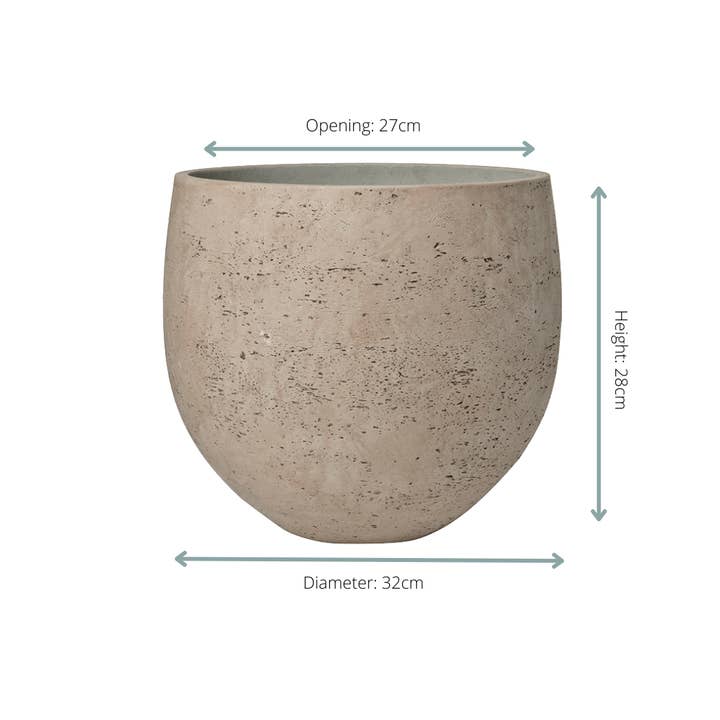 Oasis of Life - Vendita all'ingrosso Vasi per piante - Vaso Orb Grey Washed β D32xH28cm β Vaso moderno in pietra β Elegante vaso per piante da interno ed esterno β Vaso decorativo per piante da appartamento, palme ed erbe1