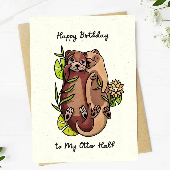 Big Moods - Wholesale Birthday Card - "Happy Birthday to my Otter Half" Birthday Card Pun