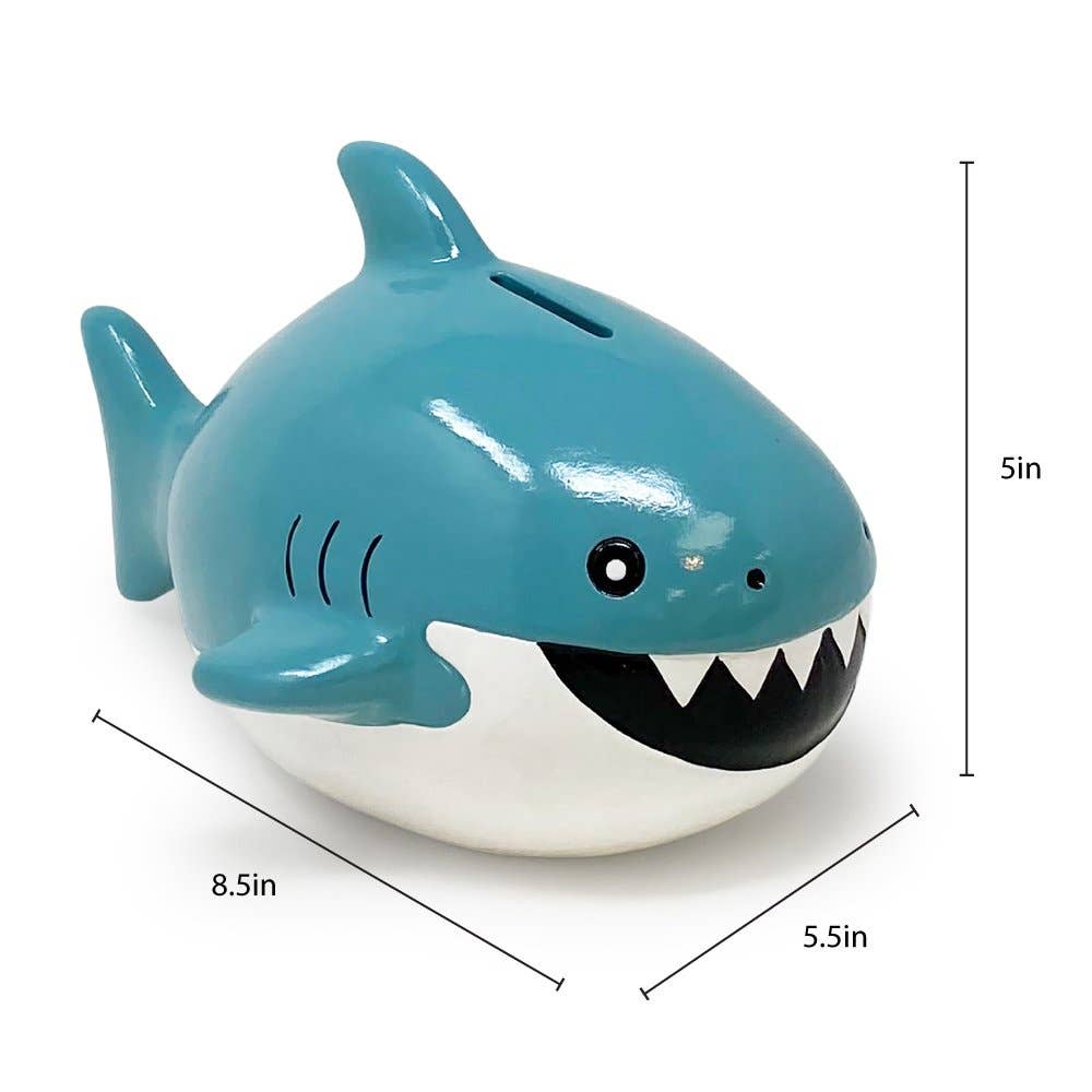 Isaac Jacobs International - Wholesale Money/Piggy Bank - Kids & Baby - Isaac Jacobs Ceramic Shark Coin Bank, Fish Piggy Bank2