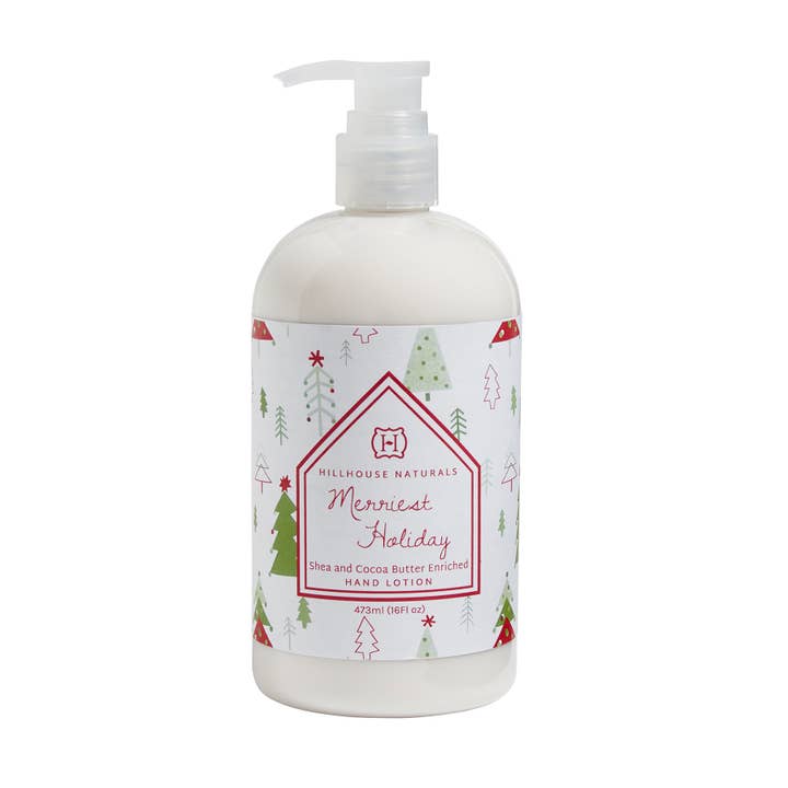 Merriest Holiday Hand Lotion 16oz. Ctn.6 for wholesale by Hillhouse Naturals/Field+Fleur