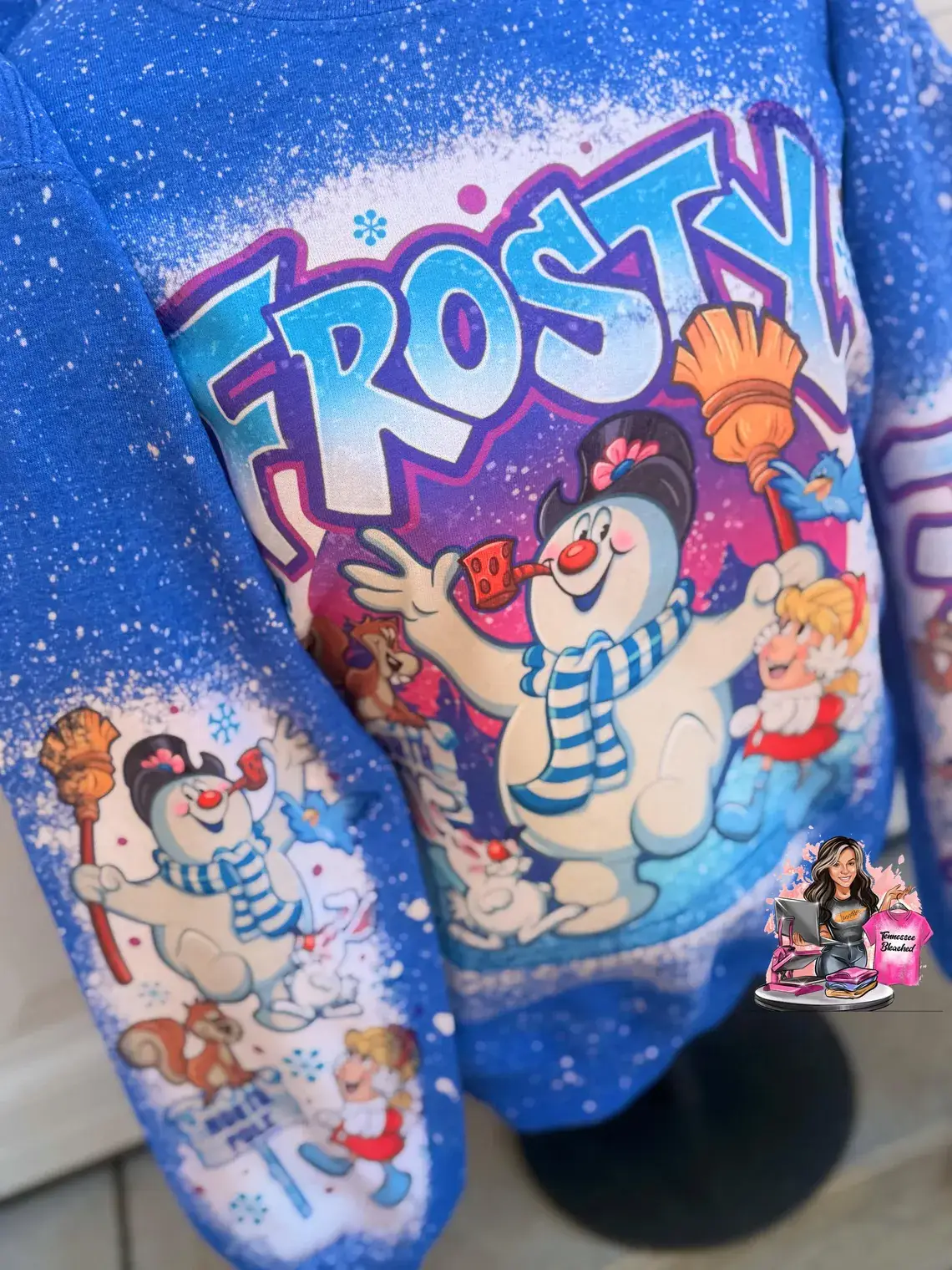 Tennessee Bleached - Wholesale Graphic Sweatshirt - Women's - Frosty the Snowman | Christmas Bleached sweatshirt | 2