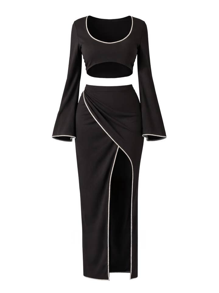 Langarm-Strickoberteil und Maxirock-Set für den Großhandel von RIVIR