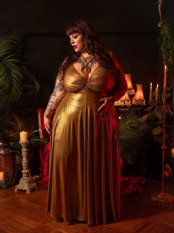 *Pre Order* Siren Dress in Liquid Gold for wholesale by Wax Poetic Clothing