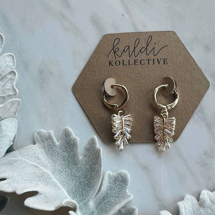 kaldi kollective - Wholesale Huggie Earrings - ELSA // rhinestone baguette huggie hoop earrings0