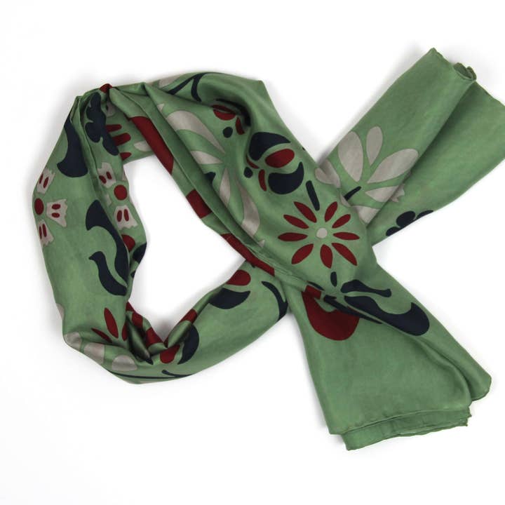 Les Belles Vagabondes - Wholesale Head Scarf - Women's - Square Silk Helena Khaki0