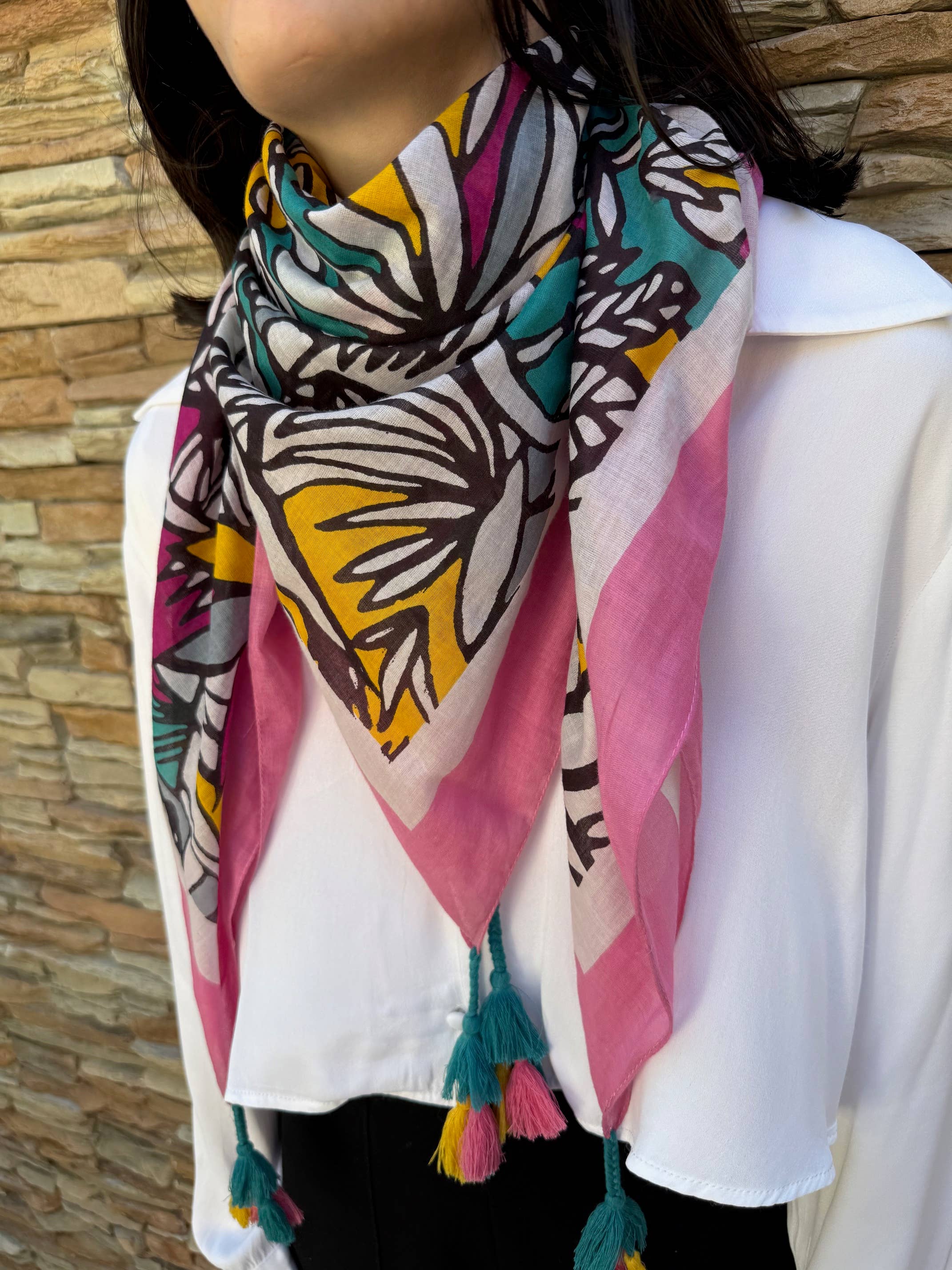 Maison Unik Accessoires - Vente Écharpe – femme - Foulard Carré 100% Coton - 90 x 90 cm