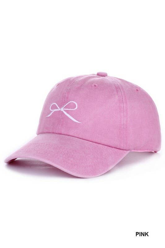 42POPS - Wholesale Baseball Cap - Women's - `.SI-26368 Coquette Ribbon Bow Embroidery Washed Hat3