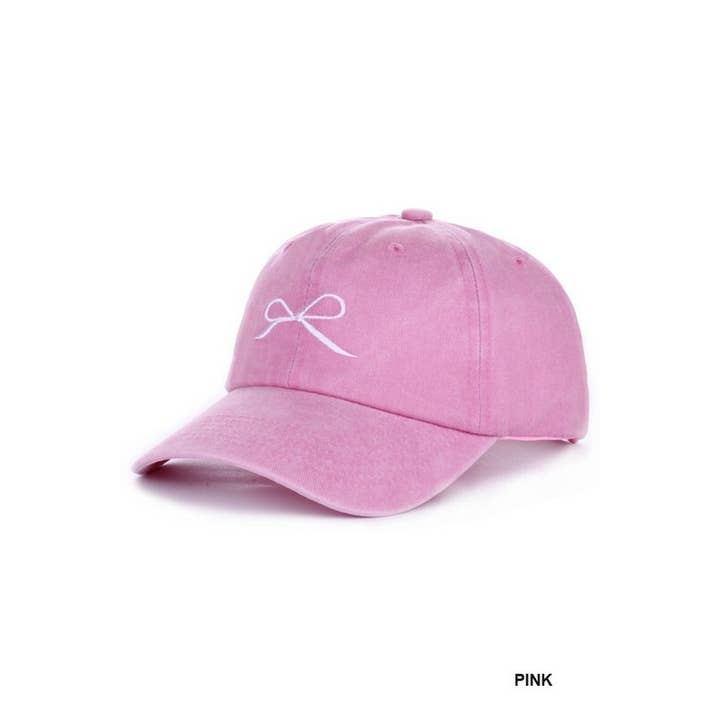 42POPS - Wholesale Baseball Cap - Women's - `.SI-26368 Coquette Ribbon Bow Embroidery Washed Hat3