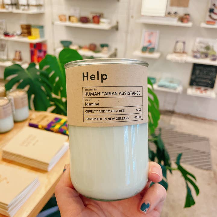 Hulp, humanitaire hulp, geurkaars met jasmijn, Eco voor wholesale door Goods That Matter