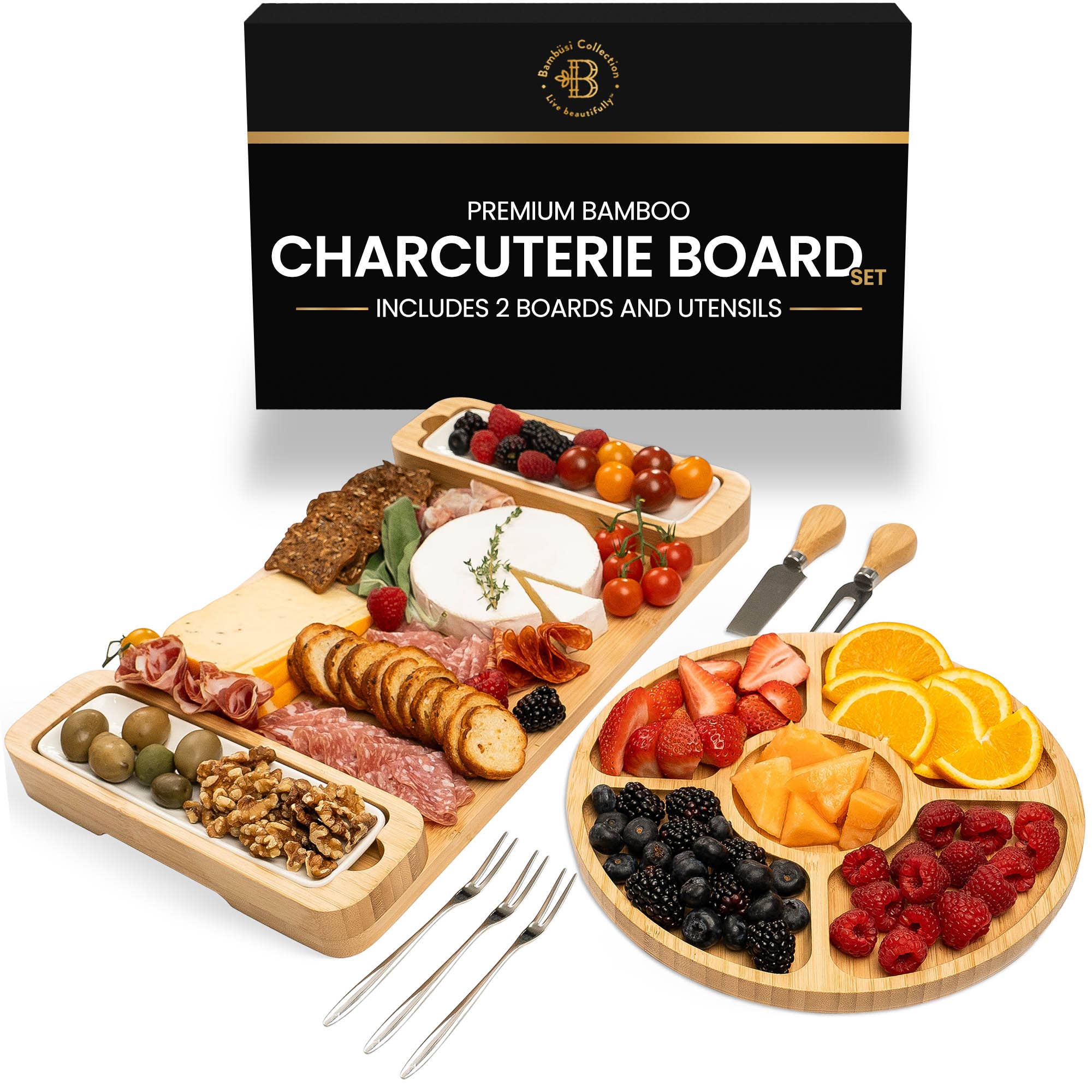 Bambusi - Wholesale Cheese Board - Charcuterie Board Gift Set - Cheese Board & Serving Tray6