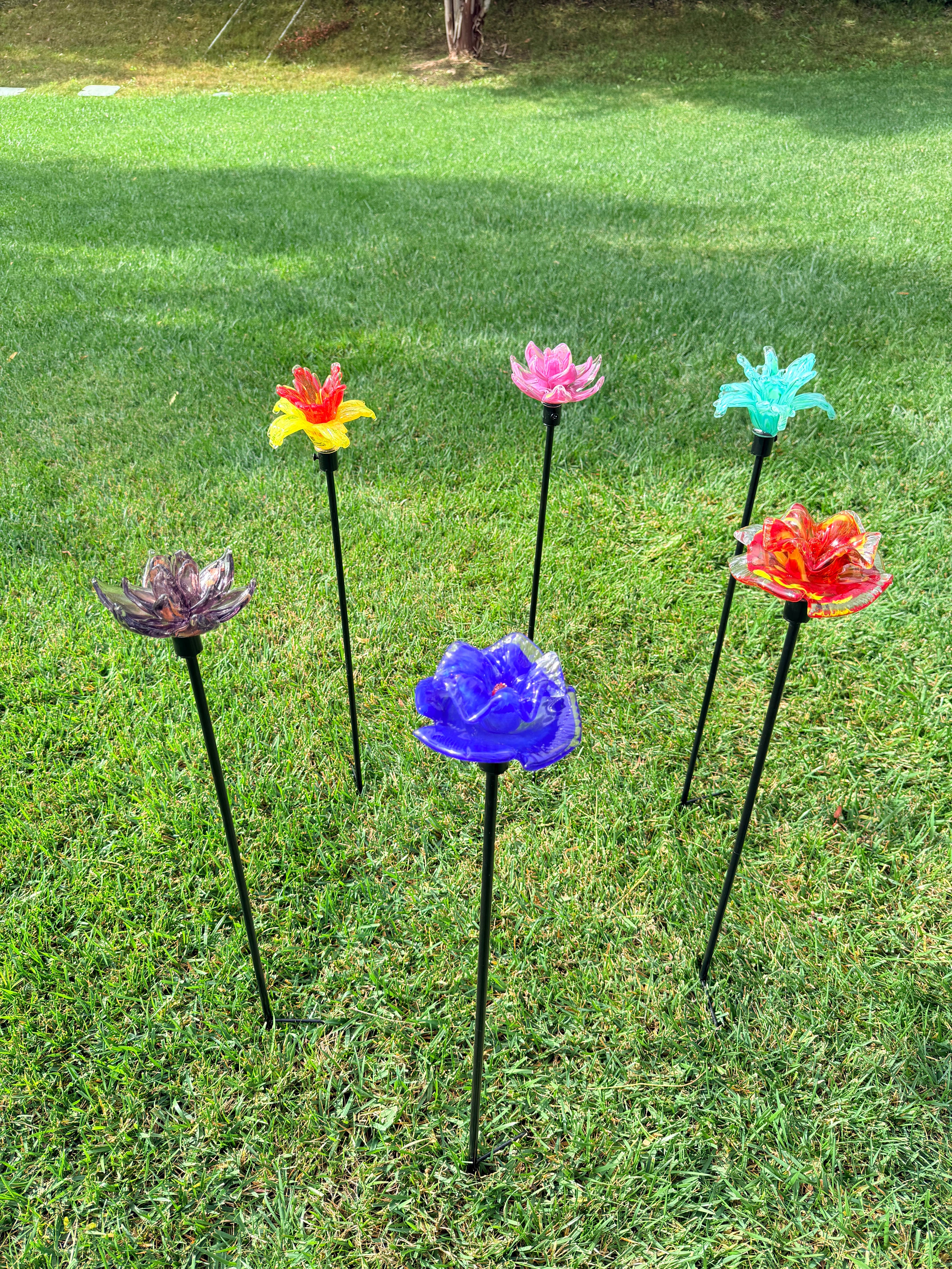 ApricotMint - Vente Piquets de jardin/pelouse - Piquet à fleurs en verre d'art, assorti, 6 couleurs, lot de 218