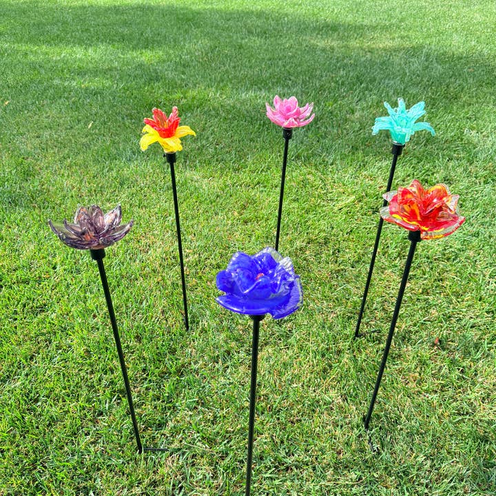 ApricotMint - Venta al por mayor Postes de jardín/césped - Estacas de vidrio Art para flores, surtidas, 6 colores en juego de 218