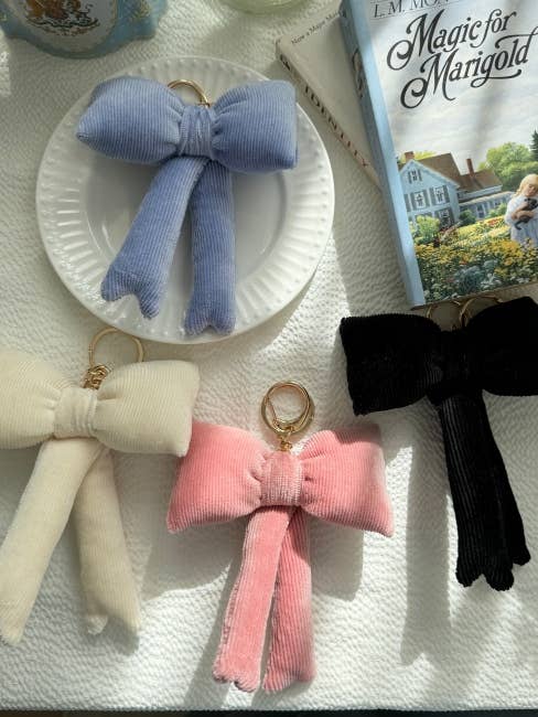 Ember Keychain | Big Padded Ribbon Charm in Soft Velour for wholesale by MOND HAUS