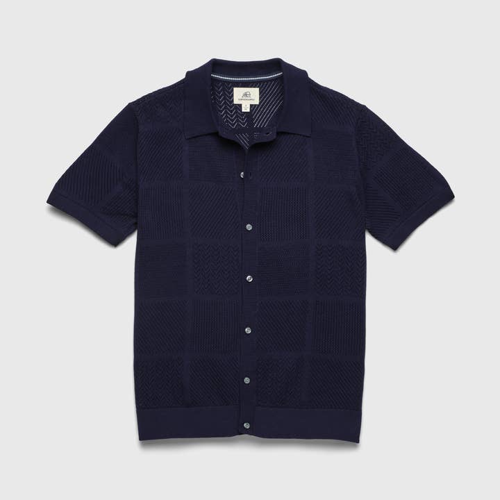 Brent Knit Open Stitch Sweater - Navy Blazer for wholesale by SURFSIDESUPPLY