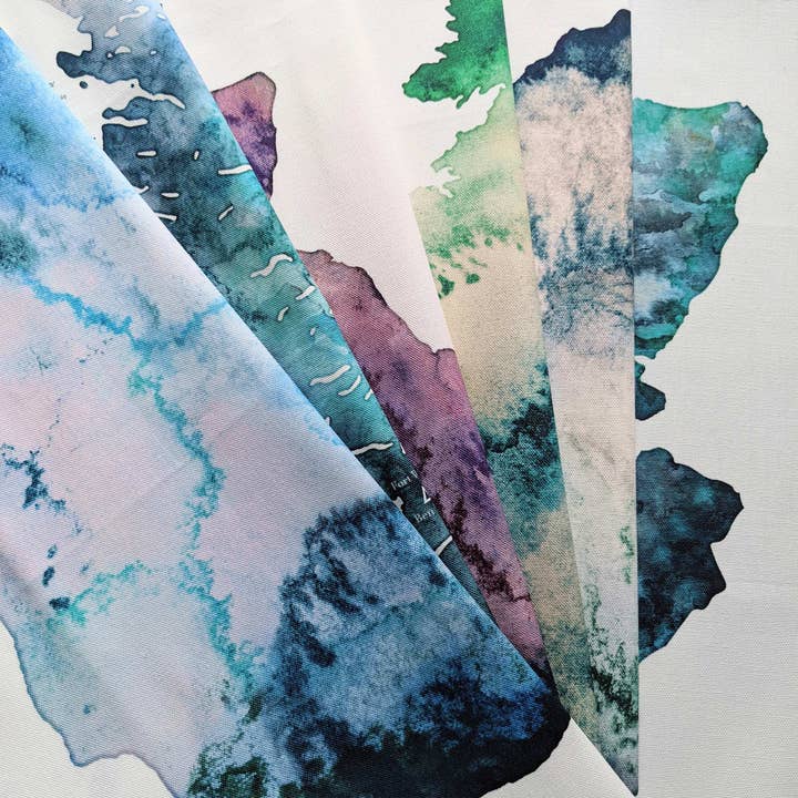 EJayDesign - Wholesale Tea Towel - Scotland Watercolour Map Organic Cotton Tea Towel6