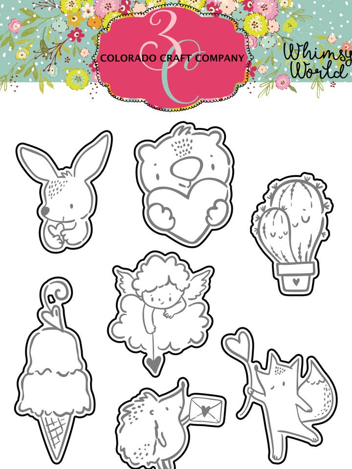 WW436-D Whimsy World~Mini Love Cards Stanzformen für den Großhandel von Colorado Craft Company
