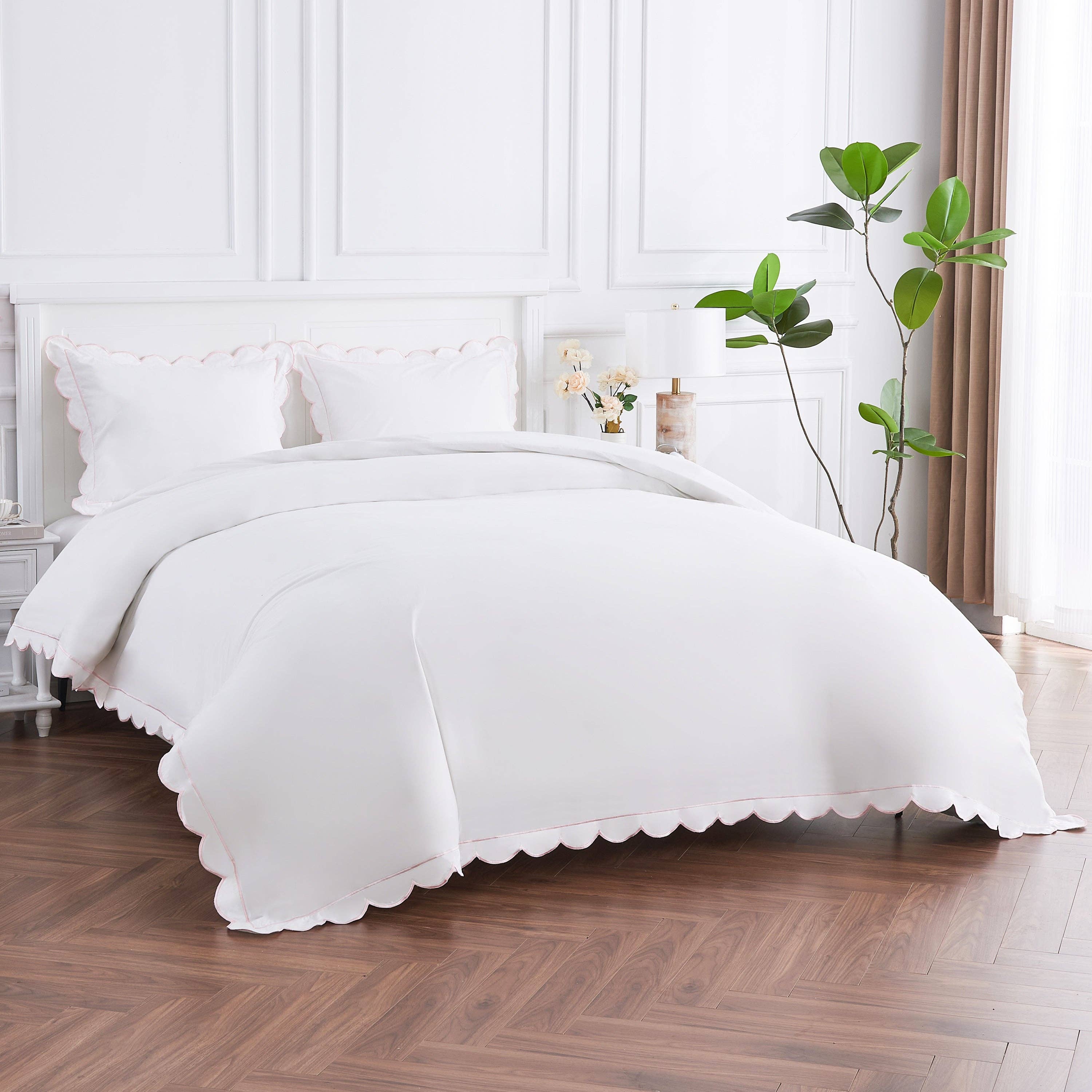 Mélange Home - Vente Housses de couette - Ensemble de housse de couette en percale de coton brodé à bord festonné16