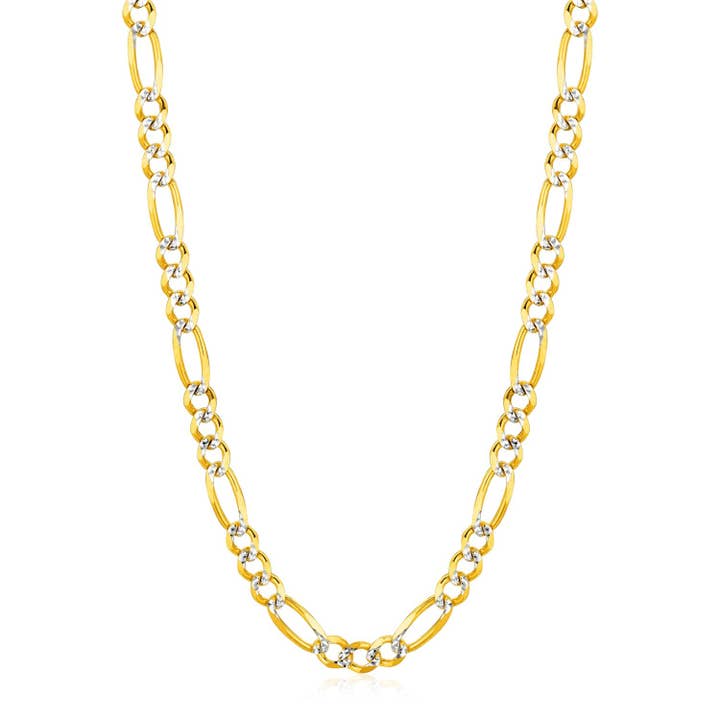 14K Gult Guld Massiv Pave Figaro Kæde (5,90 mm) for engroshandel hos RubyAnn Jewelry