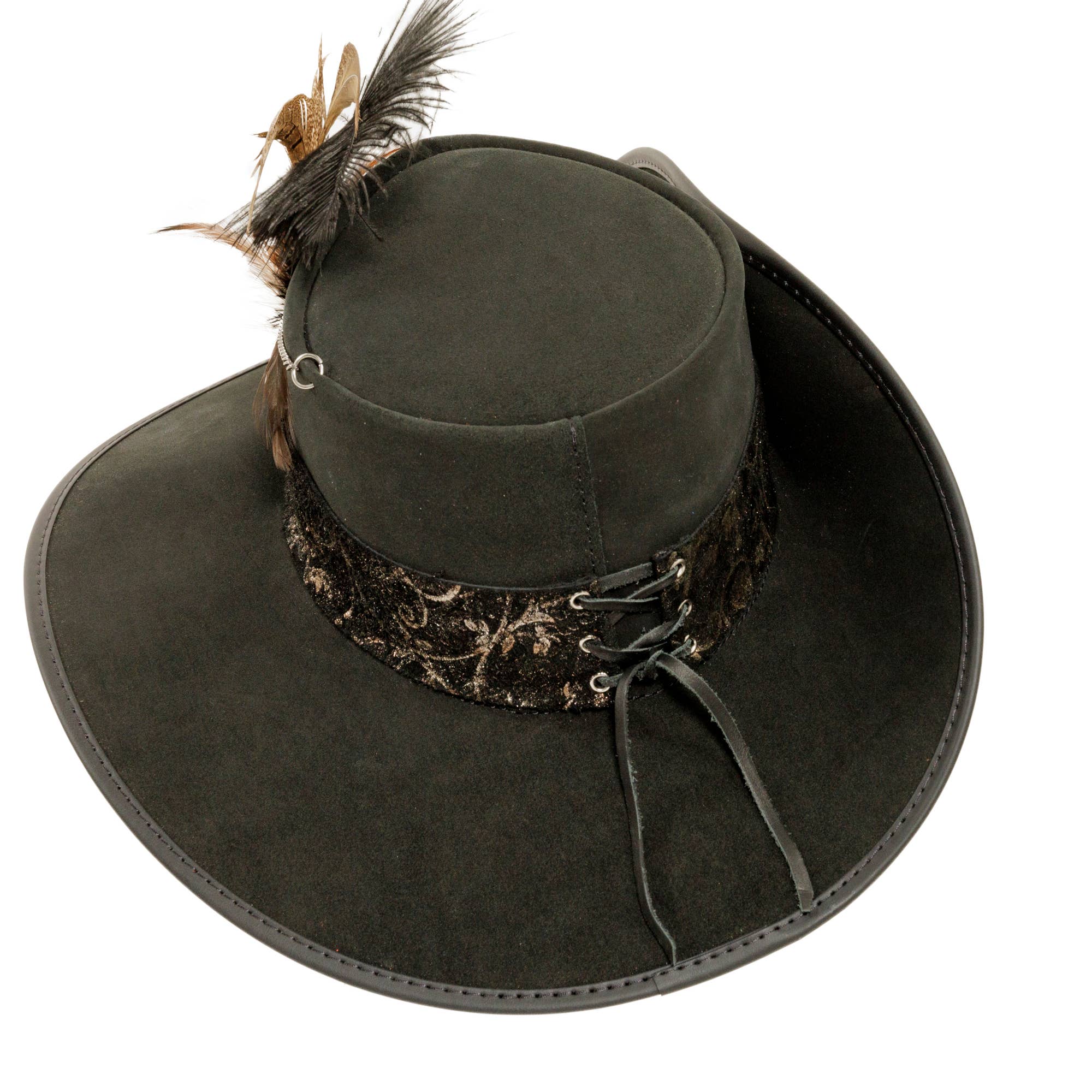 Black Suede Leather Cavalier Hat - Style Hook for wholesale on Faire6